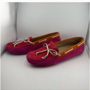 Ivanka Trump  Suede Stylish Pink and Orange Driving Loafers. Size 8 M,Leather